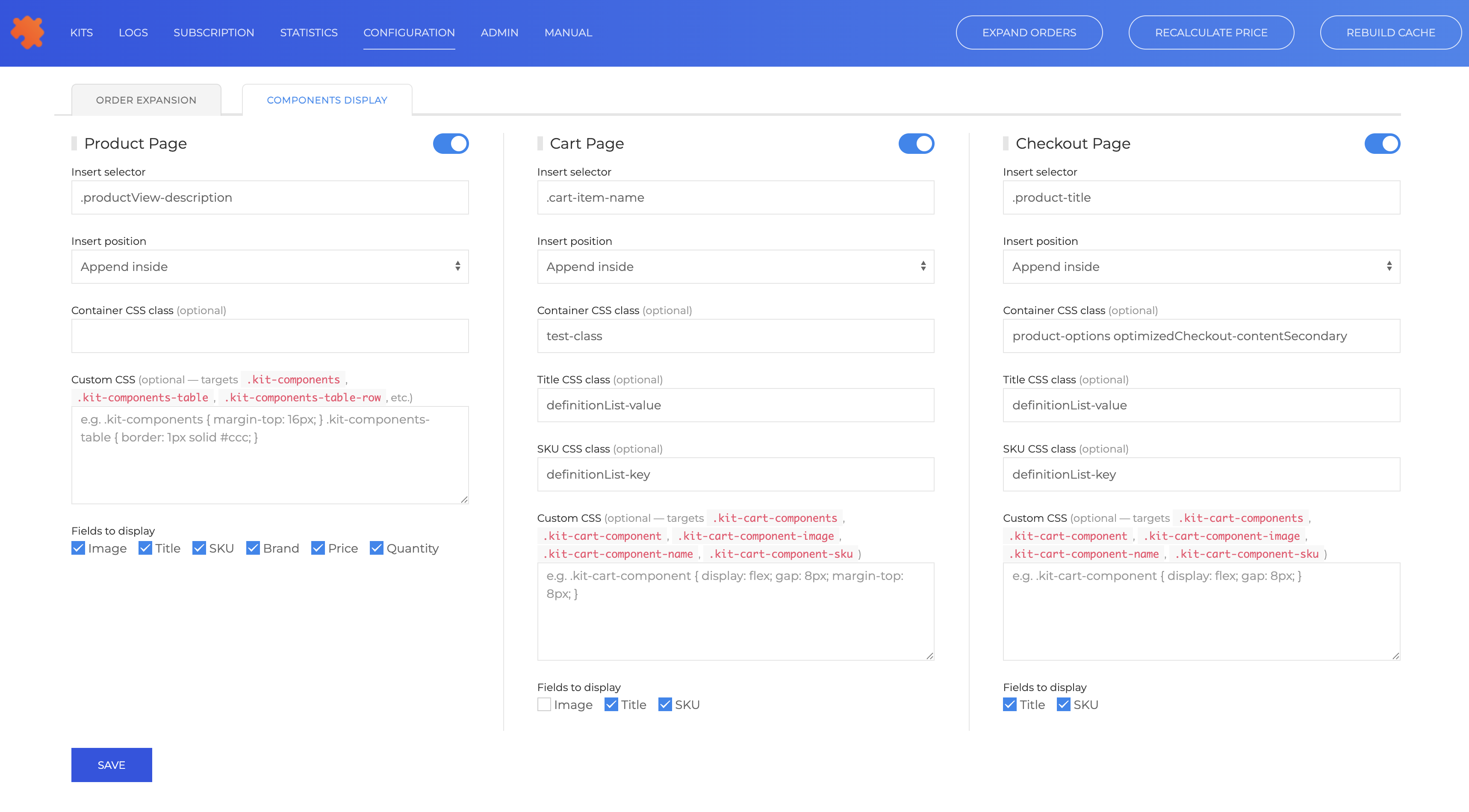 New Feature: Kit Builder Now Displays Kit Components on Product, Cart & Checkout Pages